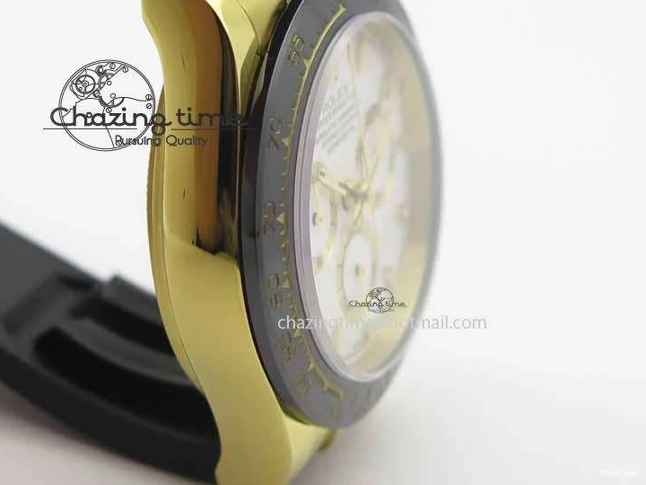 MiroTime 0417 Timeless Daytona YG 116518LN JH Best Edition White Dial On Rubber Strap A4130 (Free XS rubber strap) 3643